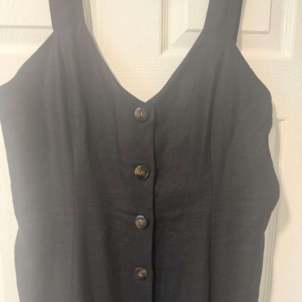 Sézane Black linen  Midi Dress size 14/46 - Picture 3 of 5